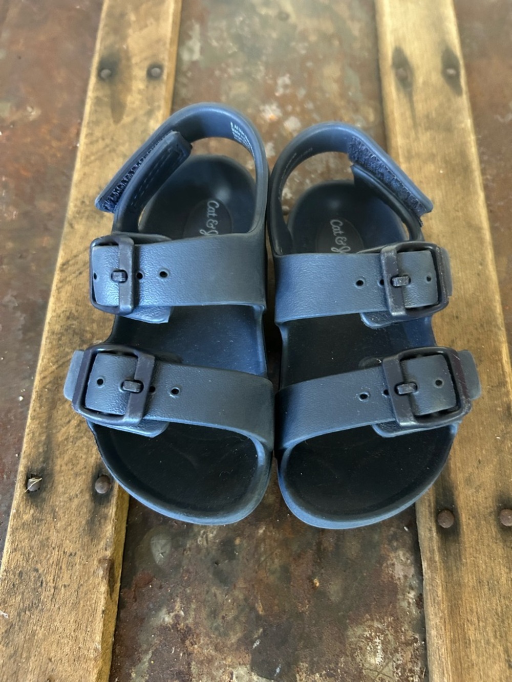 Cat & Jack Navy Double-Strap Buckle Kids Sandals